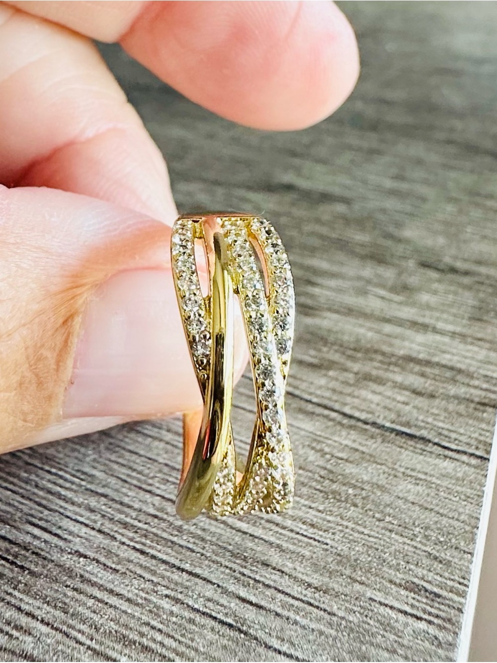 Gold Plated Multi-Band Pavé Wave Ring